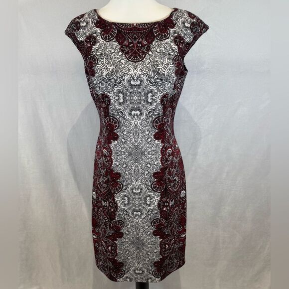 Maggy London red black and white cap sleeve sheath dress size 6 - Picture 1 of 6